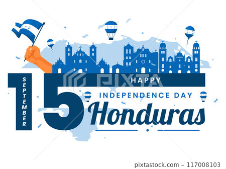 Happy Honduras Independence Day Vector Illustration for September 15 with Waving Flag Background in National Holiday Flat Style Cartoon Design 117008103