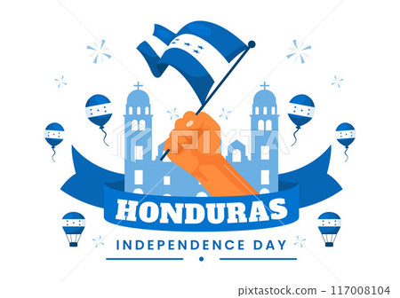 Happy Honduras Independence Day Vector Illustration for September 15 with Waving Flag Background in National Holiday Flat Style Cartoon Design 117008104