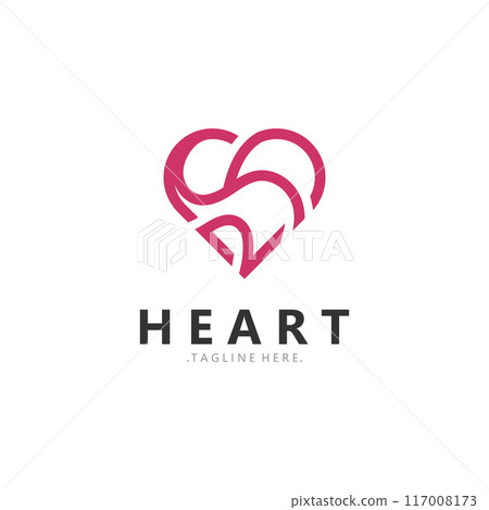 Heart logo design template, luxury ribbon Valentines day and love stripe Heart logo design template, luxury ribbon Valentines day and love stripe 117008173