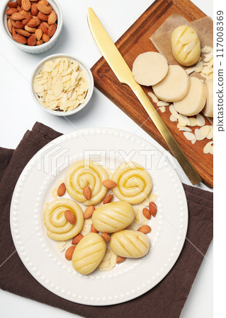 Marzipan, concept of tasty and delicious sweet food Marzipan, concept of tasty and delicious sweet food 117008369