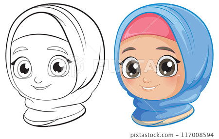 Smiling Girl in Hijab Illustration 117008594