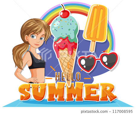 Hello Summer Fun Illustration Hello Summer Fun Illustration 117008595