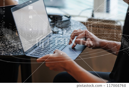 Business scene, network image, man using laptop 117008768