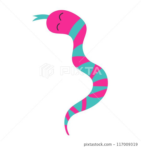 Illustration of snakes in with colorful stripes. Pink and blue. Symbol of 2025 year Illustration of snakes in with colorful stripes. Pink and blue. Symbol of 2025 year 117009319