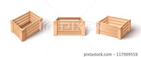 Wooden crate box for harvest storage. Wooden crate box for harvest storage. 117009558