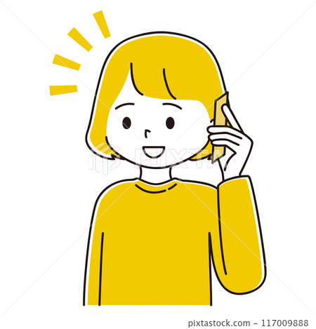 一名婦女在智慧型手機上交談的插圖 117009888