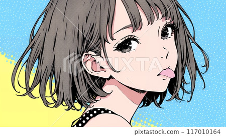 年輕女子伸出舌頭開玩笑 117010164