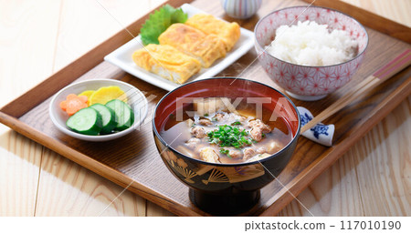 This is a Japanese dish: Natto soup (natto miso soup and rice) breakfast image This is a Japanese dish: Natto soup (natto miso soup and rice) breakfast image 117010190