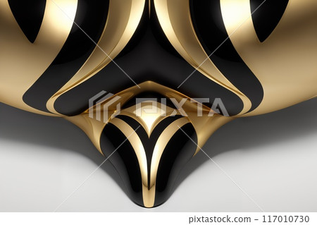 Abstract background with chrome and gold metal textured waves. 117010730