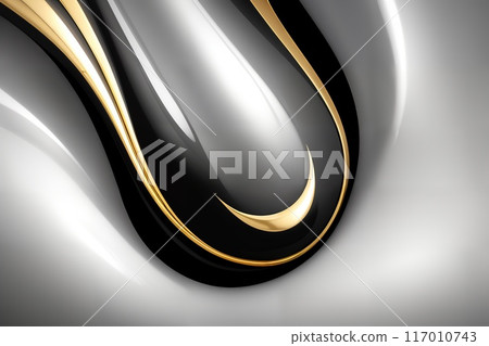 Abstract background with chrome and gold metal textured waves. 117010743