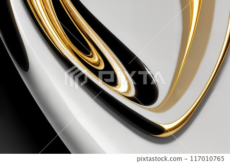 Abstract background with chrome and gold metal textured waves. 117010765