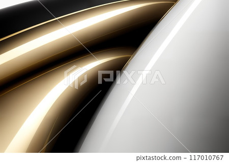 Abstract background with chrome and gold metal textured waves. 117010767