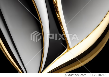 Abstract background with chrome and gold metal textured waves. 117010768