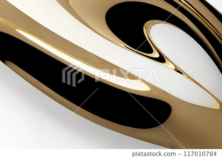 Abstract background with chrome and gold metal textured waves. 117010784