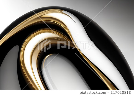 Abstract background with chrome and gold metal textured waves. 117010818