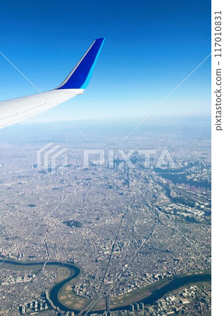 View from an airplane: Kawasaki City and the Tokyo metropolitan area View from an airplane: Kawasaki City and the Tokyo metropolitan area 117010831