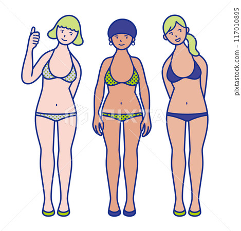 穿比基尼的年輕女性插畫素材 117010895