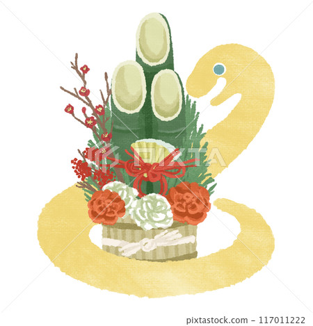 新年裝飾品和蛇（帶紋理） 117011222