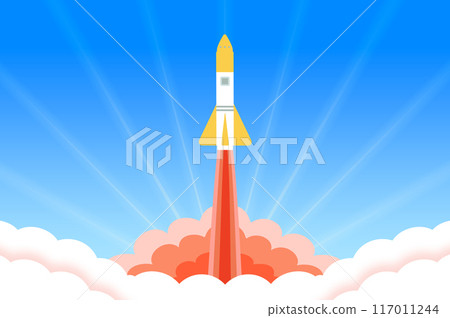 火箭射向天空的插圖 117011244