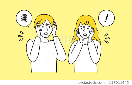 一個陷入困境的男人和女人的簡單向量圖解 117011445