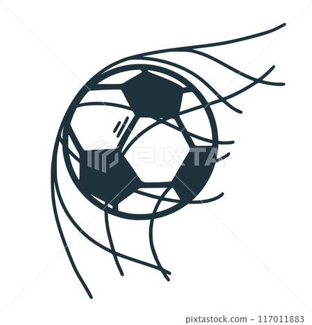 Soccer ball in net doodle sketch style illustration Soccer ball in net doodle sketch style illustration 117011883