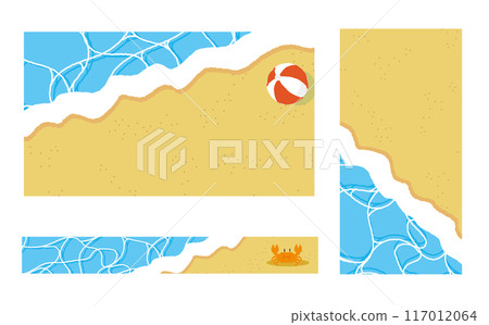 Ocean banner background illustration material set Ocean banner background illustration material set 117012064