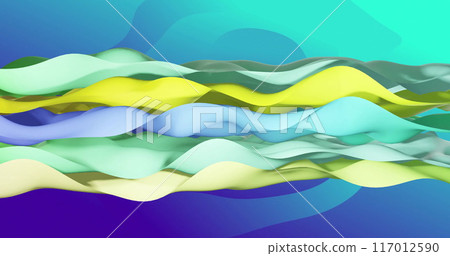 Image of waving layers moving over multi coloured background Image of waving layers moving over multi coloured background 117012590