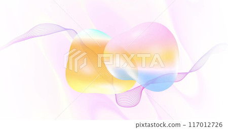 Image of blobs and abstract shapes moving over waving layers background 117012726