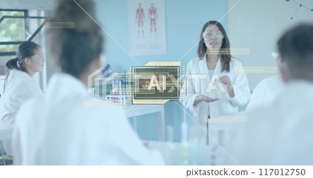 Image of ai data processing over diverse students in laboratory 117012750