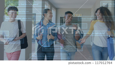 Image of ai data processing over diverse students at school Image of ai data processing over diverse students at school 117012764