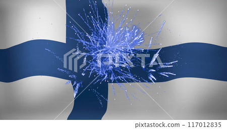 Image of fireworks exploding over flag of finland Image of fireworks exploding over flag of finland 117012835