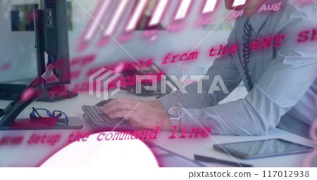Image of data processing over diverse business people in office Image of data processing over diverse business people in office 117012938
