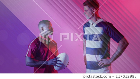 Image of flag of france over diverse male rugby players with ball Image of flag of france over diverse male rugby players with ball 117012985