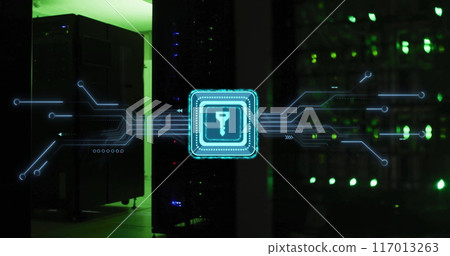 Image of key with connections over server room 117013263