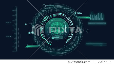 Image of human brain and digital data processing over black background Image of human brain and digital data processing over black background 117013402