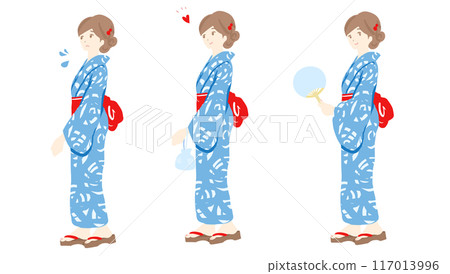 穿著浴衣的年輕女性插圖集 117013996