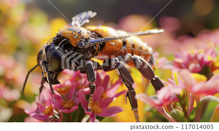 An artificial bee robot replacing real bees in the process of gathering precious pollen 117014005
