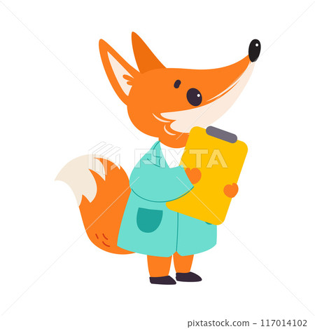 Fox Animal Work in Ambulance and Hospital Hold Clipboard Vector Illustration Fox Animal Work in Ambulance and Hospital Hold Clipboard Vector Illustration 117014102