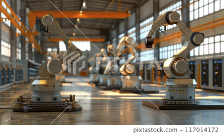 Warehouse for maintenance automatic robotic hand machine tool at the factory. 117014172