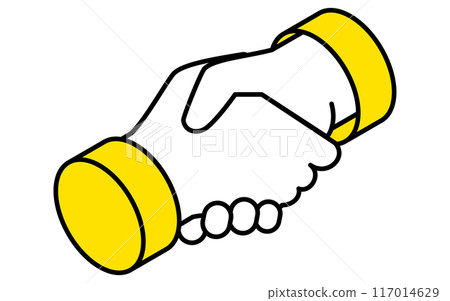 Businessmen shaking hands, target, goal achievement and goal business icon, isometric illustration 117014629
