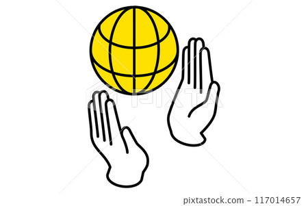 Hands embracing the earth, target, goal achievement, and goal business icon, isometric illustration 117014657