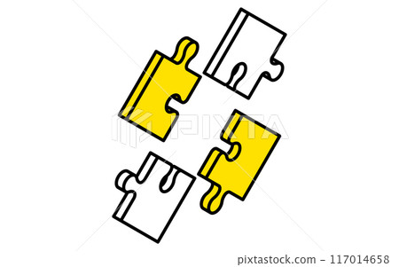 Puzzle pieces, target, goal achievement, goal business icon, isometric illustration 117014658