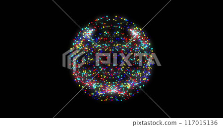 Image of data processing over globe of connections on black background Image of data processing over globe of connections on black background 117015136