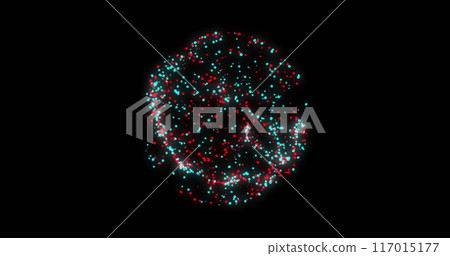 Image of globe of connections and data processing over black background 117015177