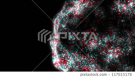 Image of globe of connections and data processing over black background 117015178