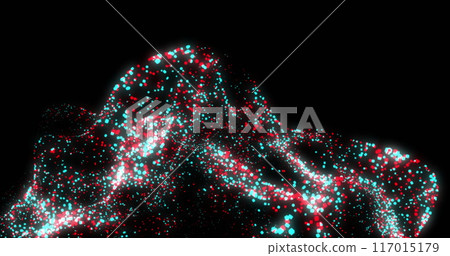 Image of networks of connections and data processing over black background 117015179