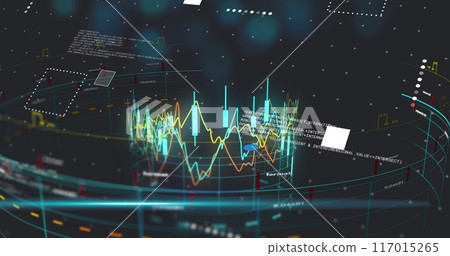 Image of financial data processing over dark background 117015265