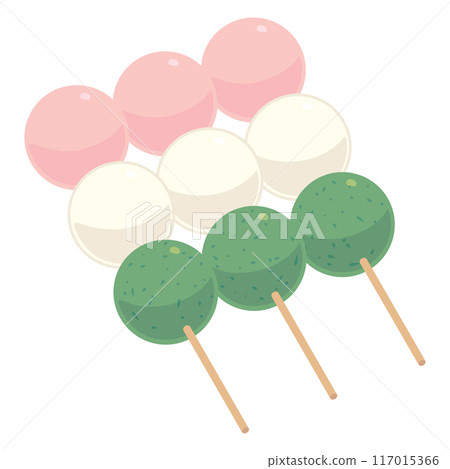三個三色團子彩色無線圖解 117015366