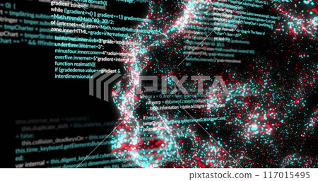 Image of digital data processing over globe of connections Image of digital data processing over globe of connections 117015495