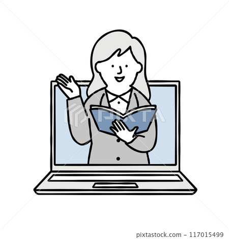 老師在電腦上網課 117015499